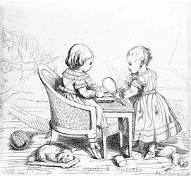 Albert, Prince of Wales and Victoria, The Princess Royal, engraved by Prince Albert, c.1843